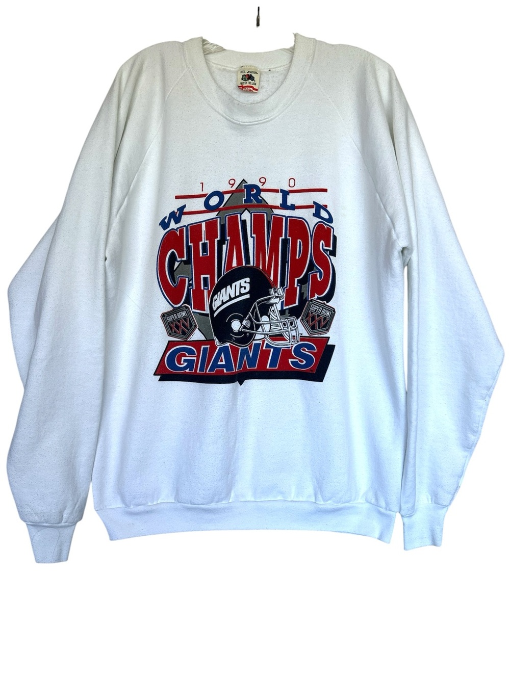 Vtg WORLD CHAMPION New York Giants Sweatshirt SUPER BOWL 1990 White Size XXL